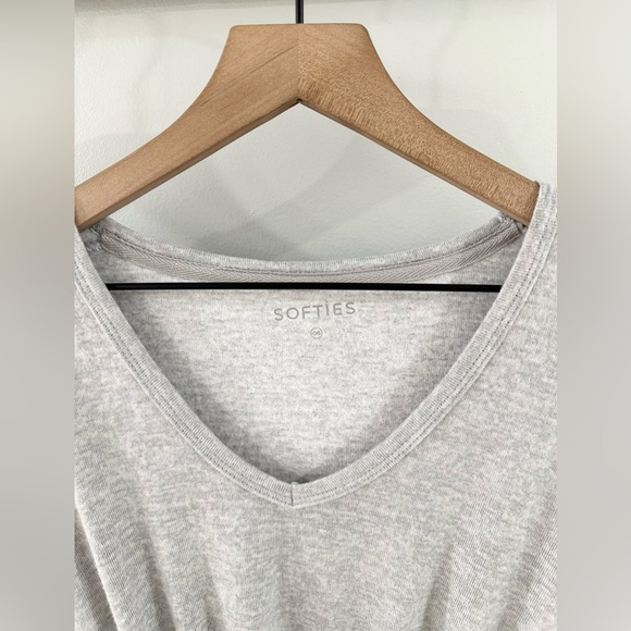 Softies Tie Front Kimono Sleeve Tunic Gray, One Size - Picture 5 of 6